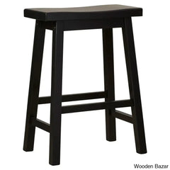 Kirkwoodo Swivel Solid Wood Counter And Bar Stool Black / (24’’ Seat Height)