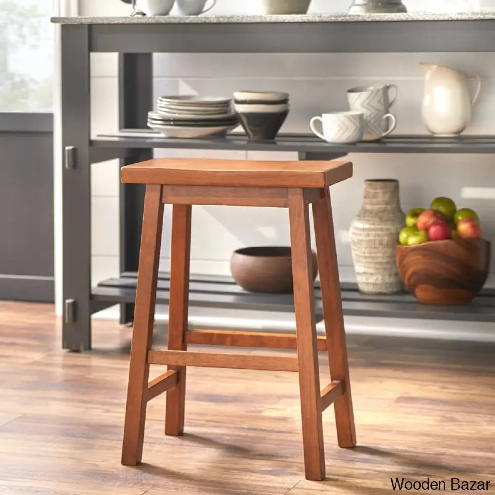 Kirkwoodo Swivel Solid Wood Counter And Bar Stool Brown / (24’’ Seat Height)