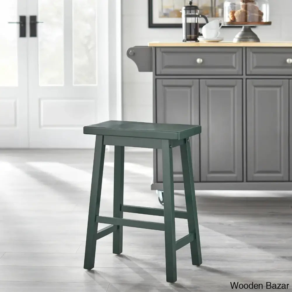 Kirkwoodo Swivel Solid Wood Counter And Bar Stool Green / (24’’ Seat Height)