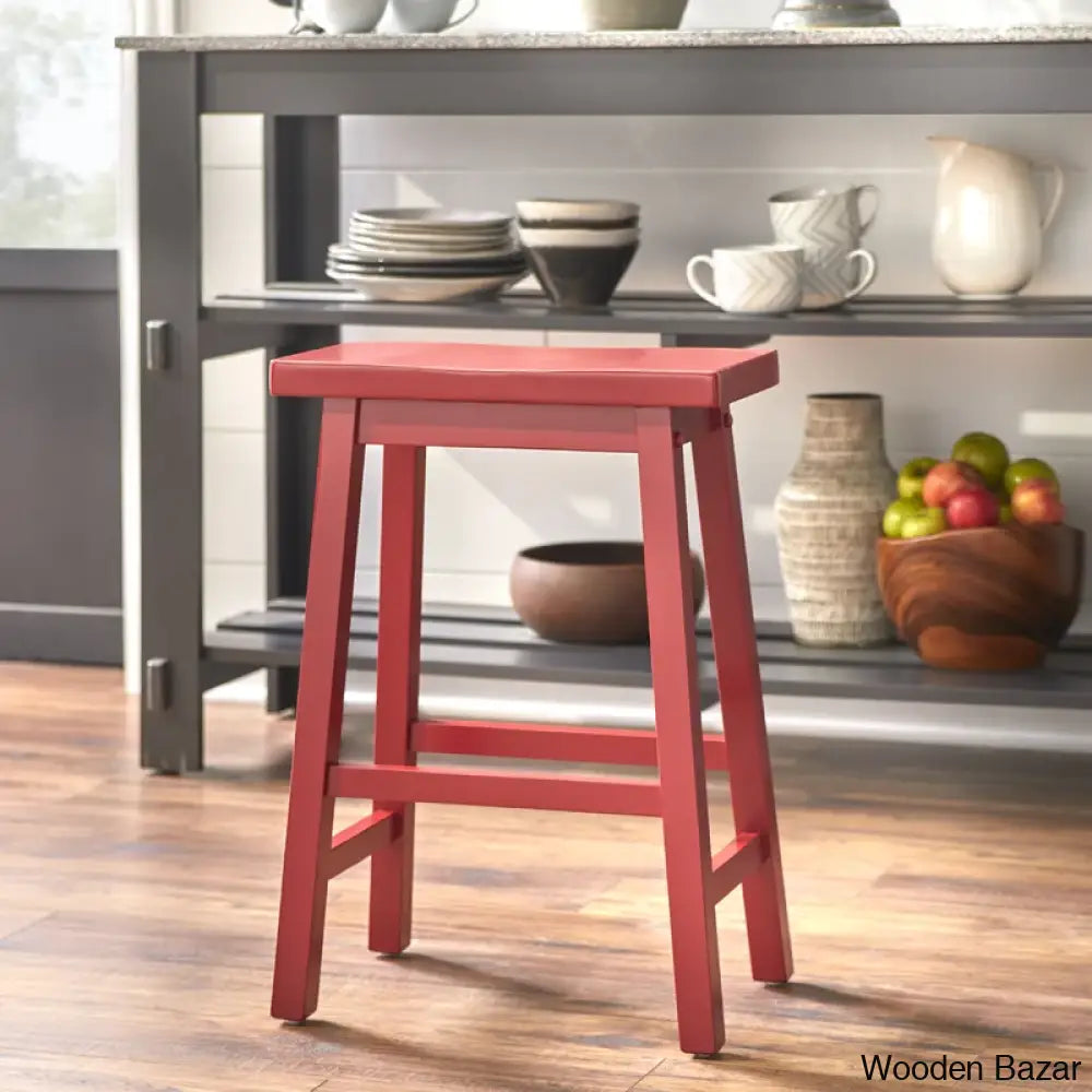 Kirkwoodo Swivel Solid Wood Counter And Bar Stool Red / (24’’ Seat Height)