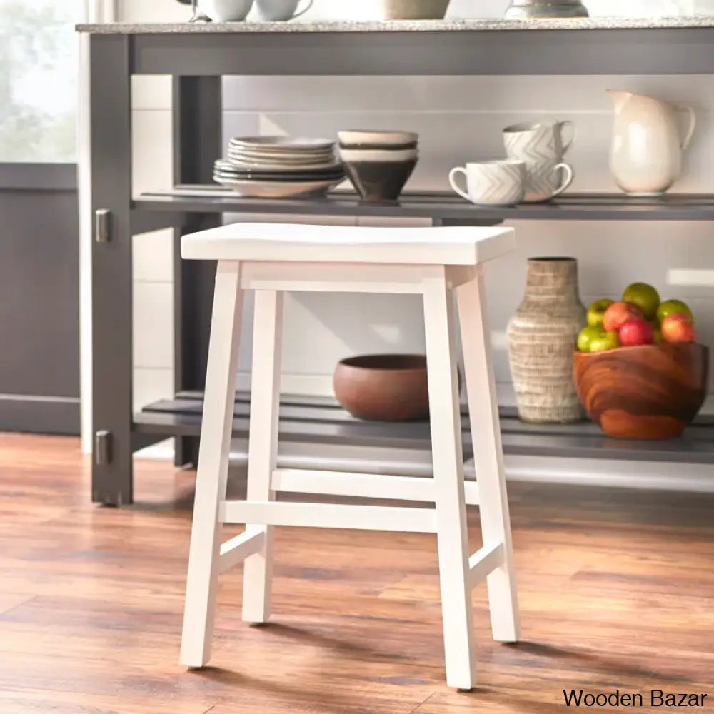 Kirkwoodo Swivel Solid Wood Counter And Bar Stool White / (24’’ Seat Height)