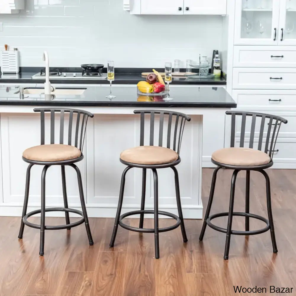 Kito Swivel Height Counter & Bar Stools With Metal Frame (Set Of 3)