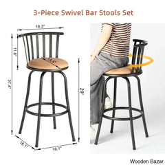 Kito Swivel Height Counter & Bar Stools With Metal Frame (Set Of 3)