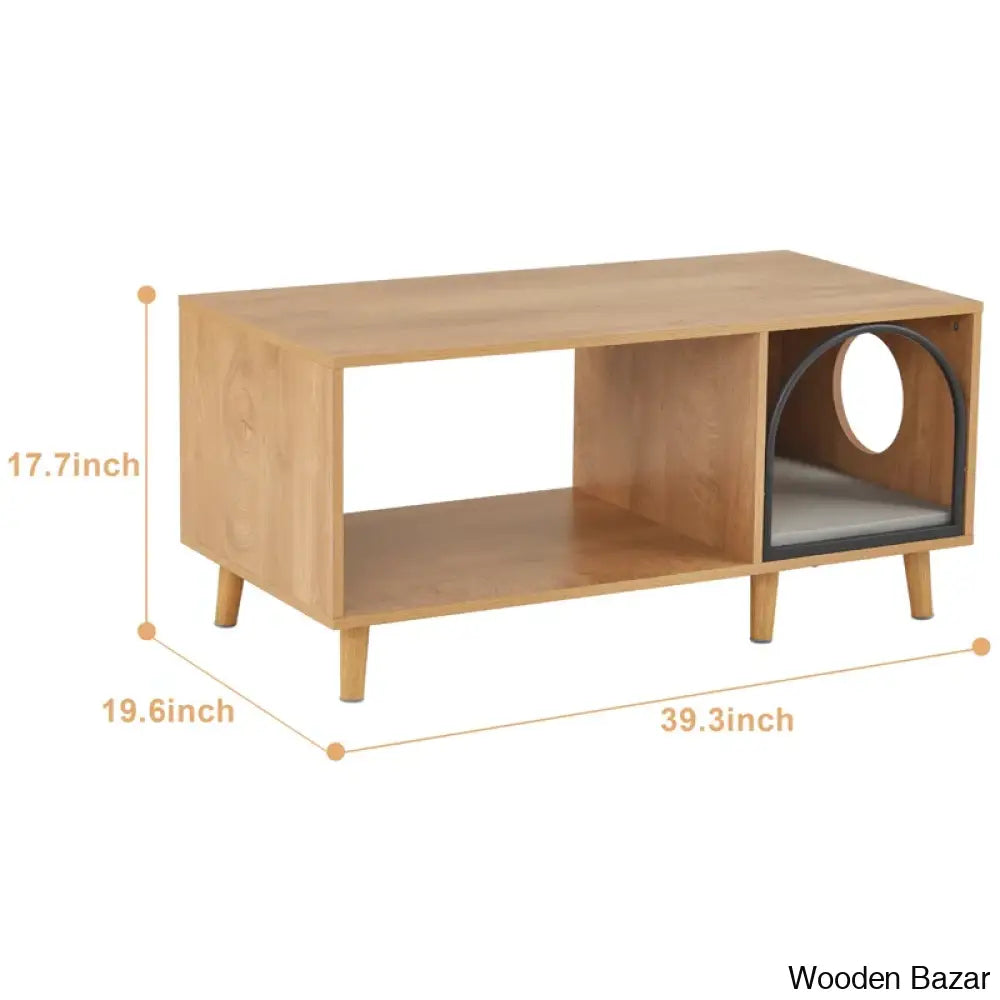 Kitte 6 Legs Coffee And Center Table With Cat Resting Place