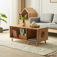 Kitte 6 Legs Coffee And Center Table With Cat Resting Place