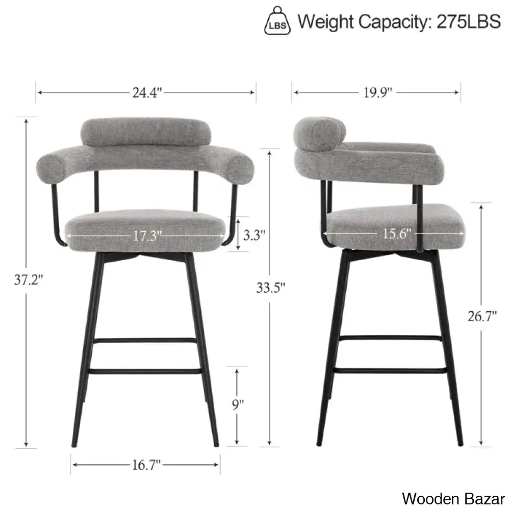 Kiylano Swivel 26.7’’ Counter Stool - Wooden Bazar