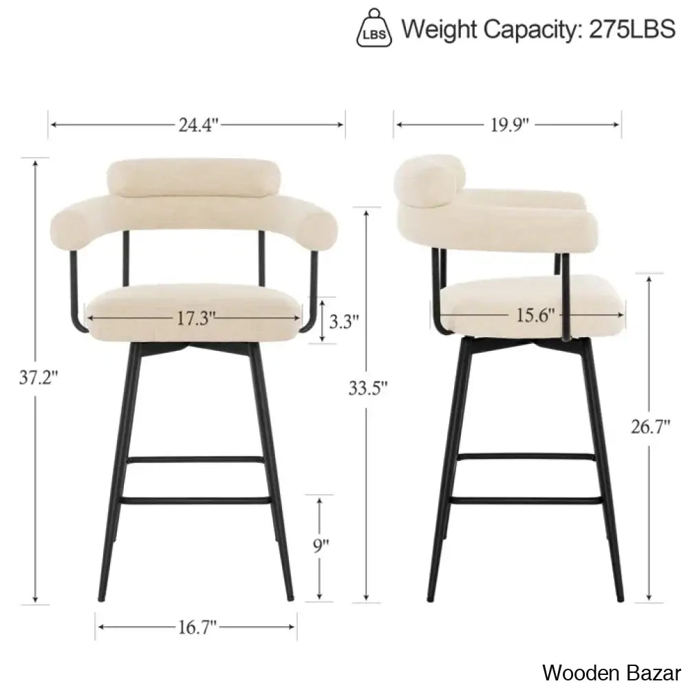 Kiylano Swivel 26.7’’ Counter Stool - Wooden Bazar