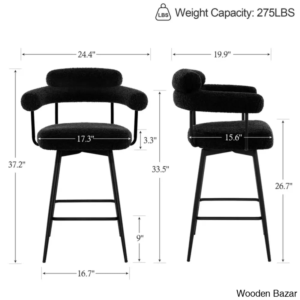 Kiylano Swivel 26.7’’ Counter Stool - Wooden Bazar