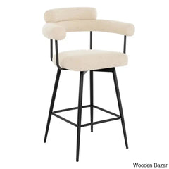 Kiylano Swivel 26.7’’ Counter Stool - Wooden Bazar Linen Beige / 1 Piece