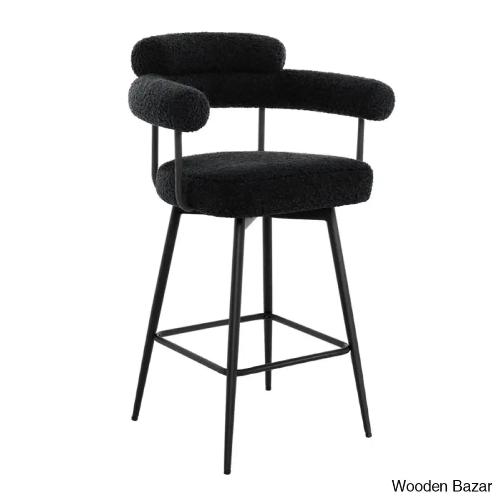 Kiylano Swivel 26.7’’ Counter Stool - Wooden Bazar Sherpa Black / 1 Piece