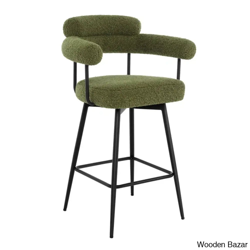 Kiylano Swivel 26.7’’ Counter Stool - Wooden Bazar Sherpa Green / 1 Piece