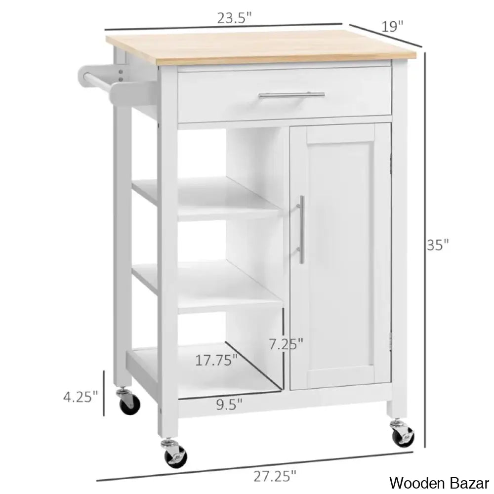 Kleiman Wood Kitchen Island Trolley Cart Cabinet Kitchen Island With Storage