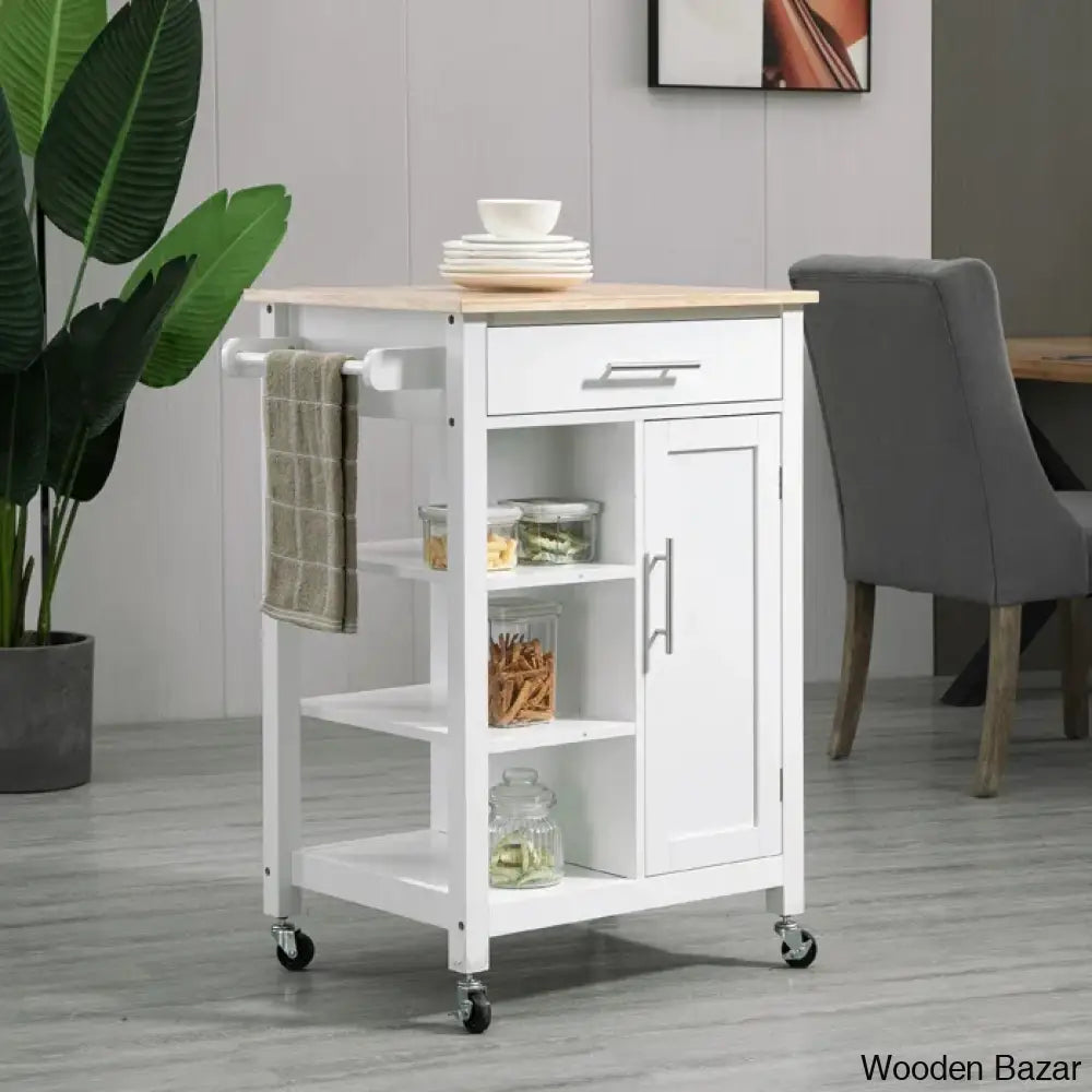 Kleiman Wood Kitchen Island Trolley Cart Cabinet Kitchen Island With Storage