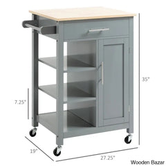 Kleiman Wood Kitchen Island Trolley Cart Cabinet Kitchen Island With Storage