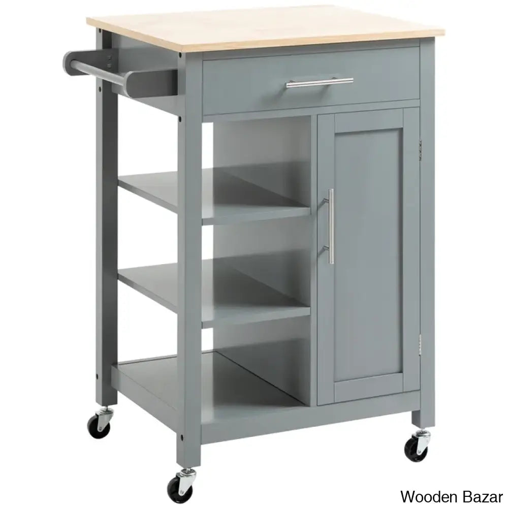 Kleiman Wood Kitchen Island Trolley Cart Cabinet Kitchen Island With Storage