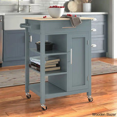 Kleiman Wood Kitchen Island Trolley Cart Cabinet Kitchen Island With Storage