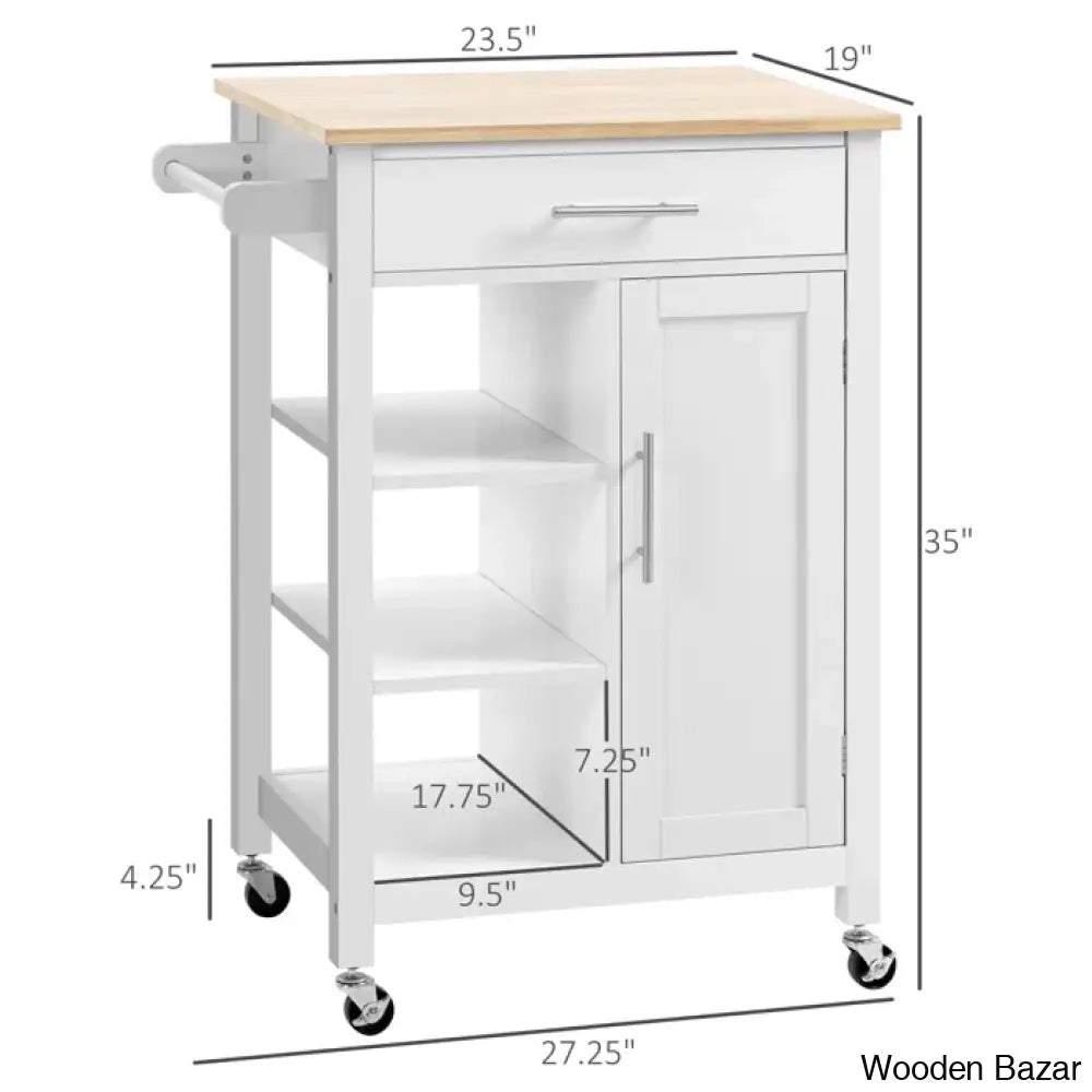 Kleiman Wood Kitchen Island Trolley Cart Cabinet Kitchen Island With Storage