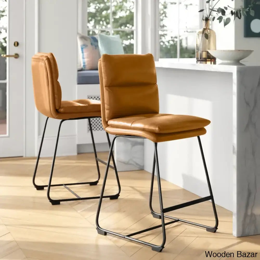 Klingbeilm Swivel Upholstered Counter And Bar Stool With Metal Frame (Set Of 2) Cappuccino / Bar