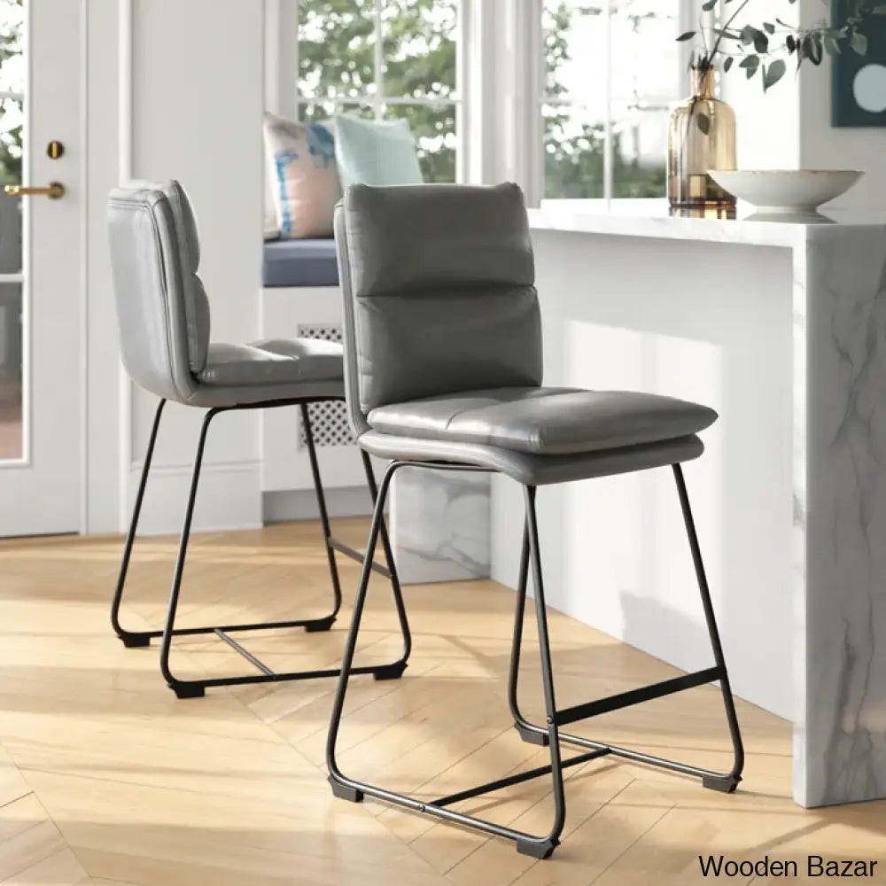 Klingbeilm Swivel Upholstered Counter And Bar Stool With Metal Frame (Set Of 2) Gray / Bar