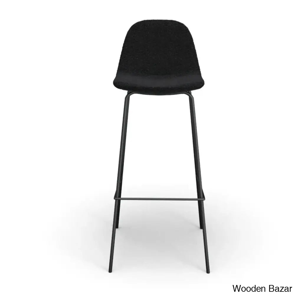 Kodyl Upholstered Swivel Bar & Counter Stool (Set Of 2) Black Boucle / (30.5’’ Seat Height)