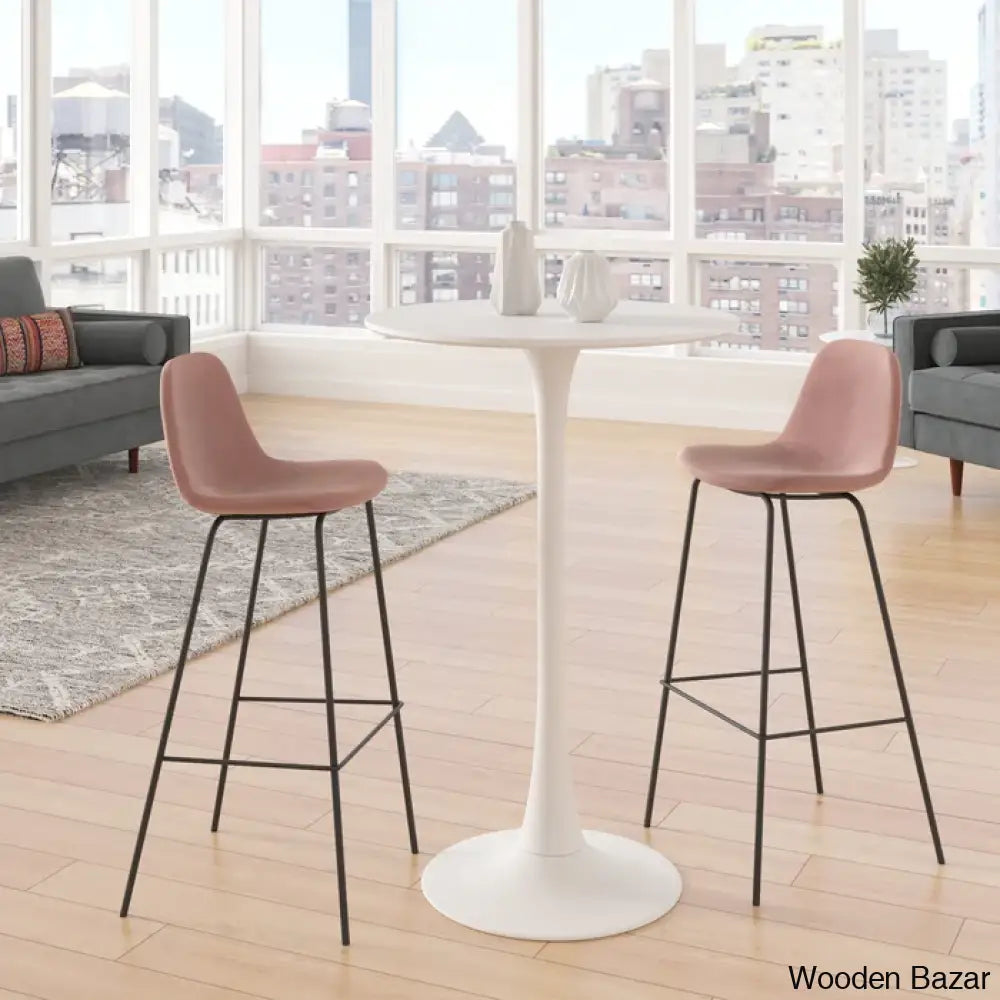 Kodyl Upholstered Swivel Bar & Counter Stool (Set Of 2) Blush Velvet / (30.5’’ Seat Height)