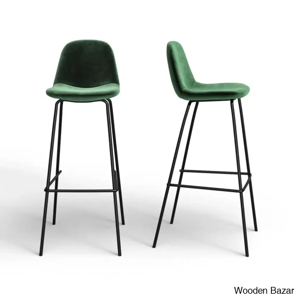 Kodyl Upholstered Swivel Bar & Counter Stool (Set Of 2) Emerald Velvet / (30.5’’ Seat Height)