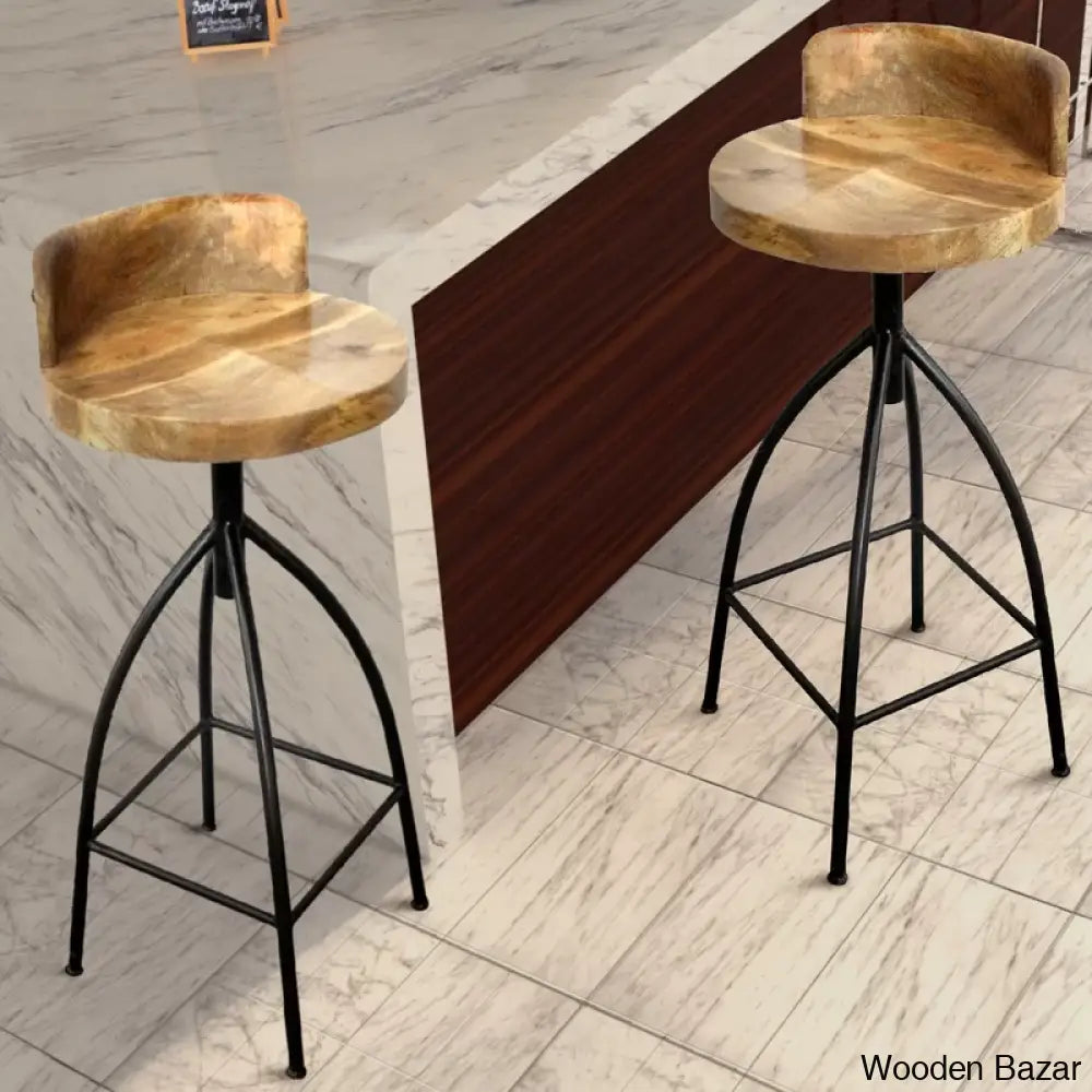 Kohlmeiera Swivel Industrial Style Counter And Bar Height Stool With Adjustable Seat