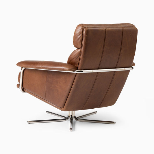 Penkar Leather Swivel Chair - Wooden Bazar