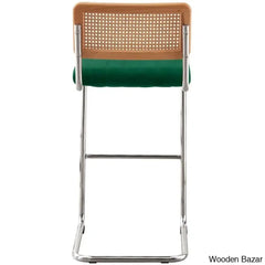 Krystalino Swivel Velvet Upholstered Cane Back Counter And Bar Stool (Set Of 2)