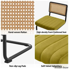 Krystalino Swivel Velvet Upholstered Cane Back Counter And Bar Stool (Set Of 2)