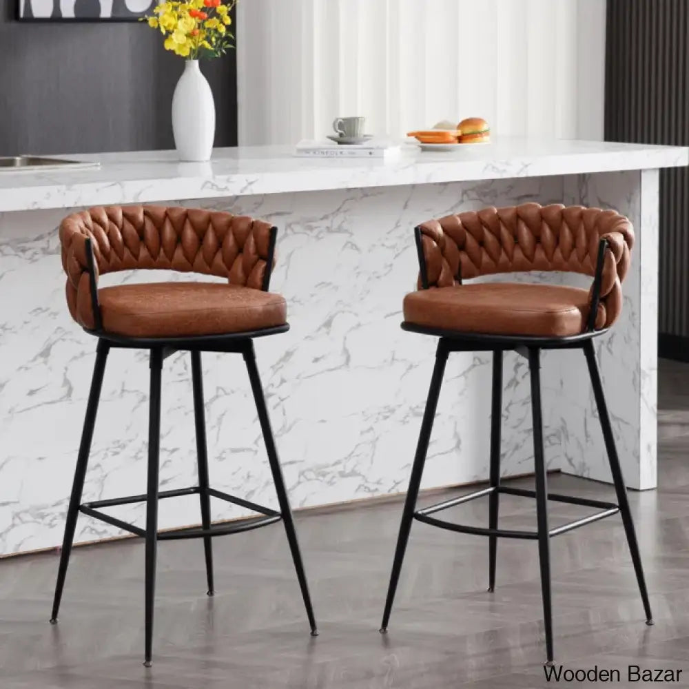 Kymberlynnu Swivel 30.7’’ Counter And Bar Stool (Set Of 2)