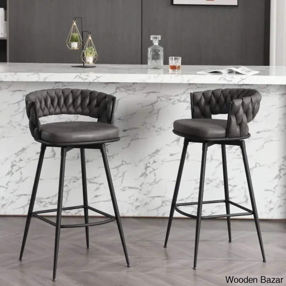 Kymberlynnu Swivel 30.7’’ Counter And Bar Stool (Set Of 2)