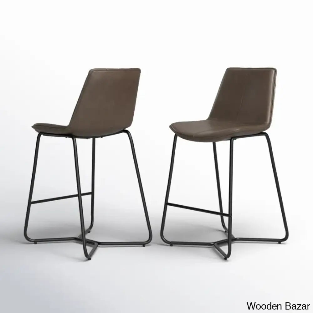 Kyraz Swivel Upholstered Counter And Bar Stool With Metal Frame (Set Of 2)