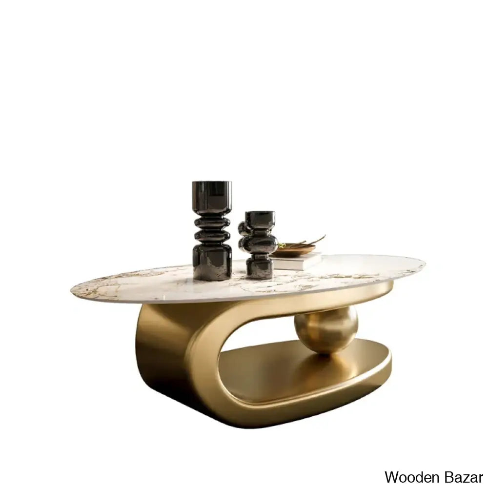 Labiana 51.18’’ Pandora Oval Coffee And Center Table With Stone Top