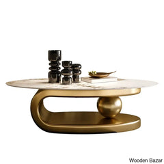 Labiana 51.18’’ Pandora Oval Coffee And Center Table With Stone Top