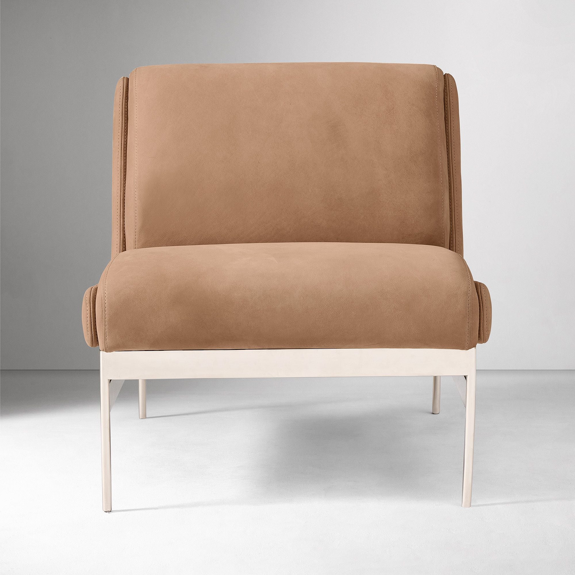 Qerlit Leather Slipper Chair - Wooden bazar