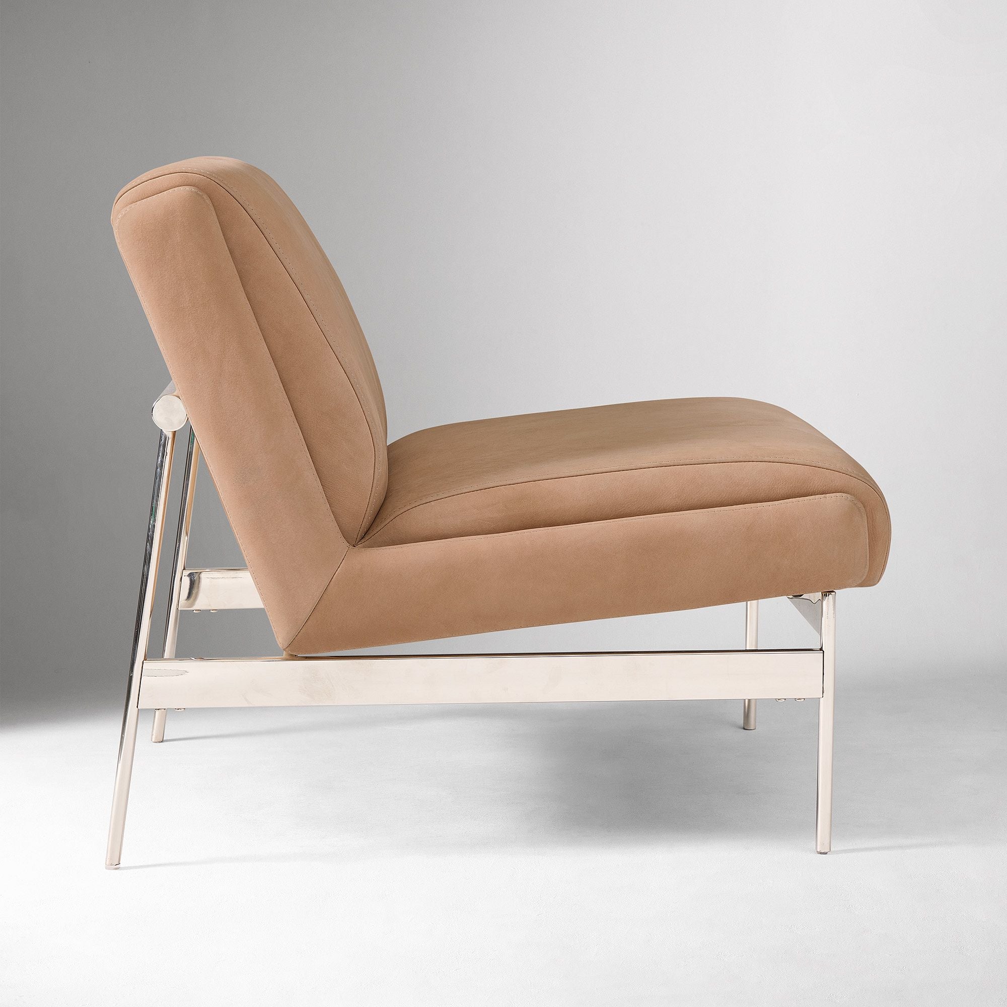 Qerlit Leather Slipper Chair - Wooden bazar