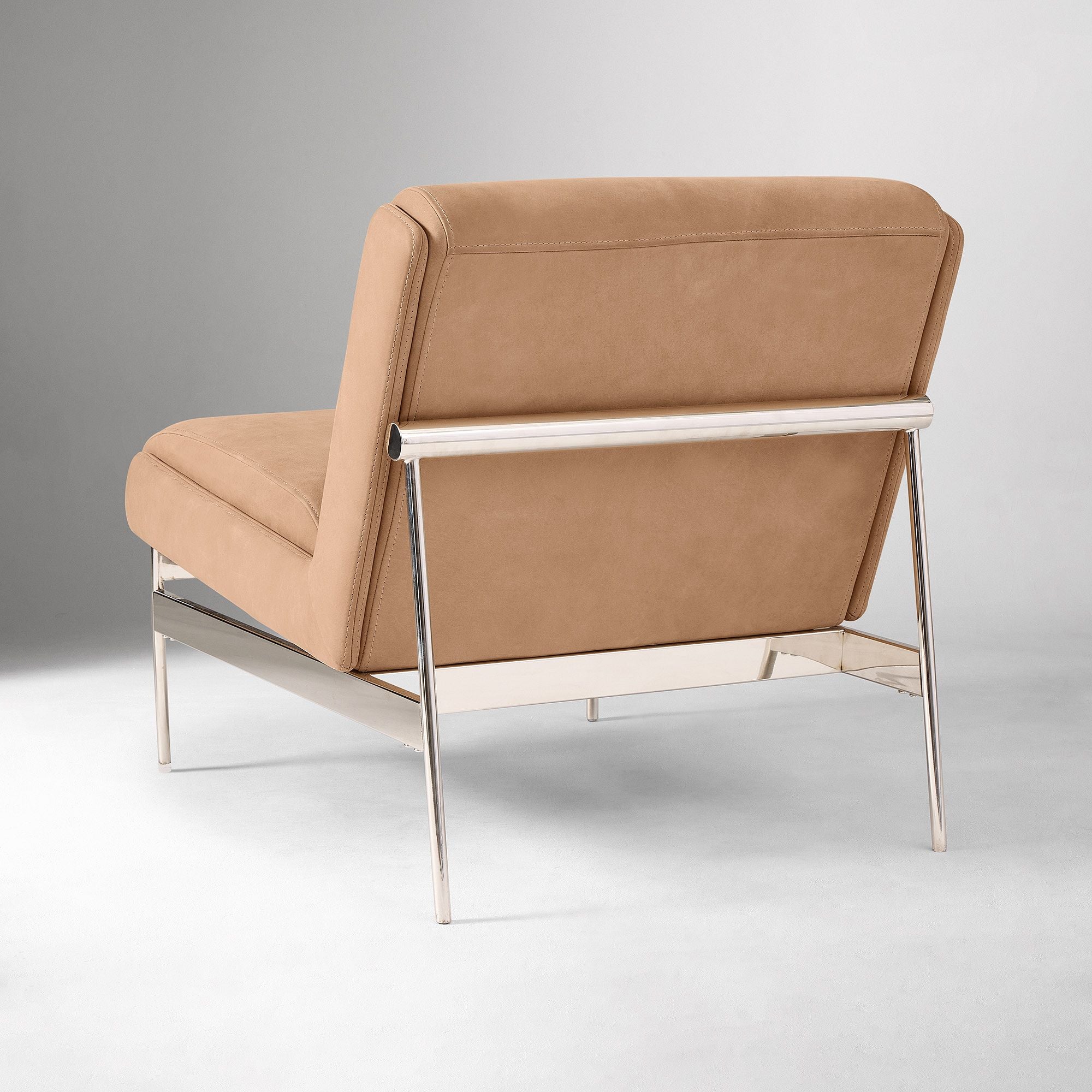 Qerlit Leather Slipper Chair - Wooden bazar