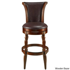 Laiklync Swivel Solid Wood Counter And Bar Stool With Pu Upholstered Cushion Footrest