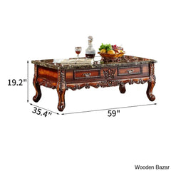 Lala European Style Solid Wood Carving Tea Table Coffee And Center