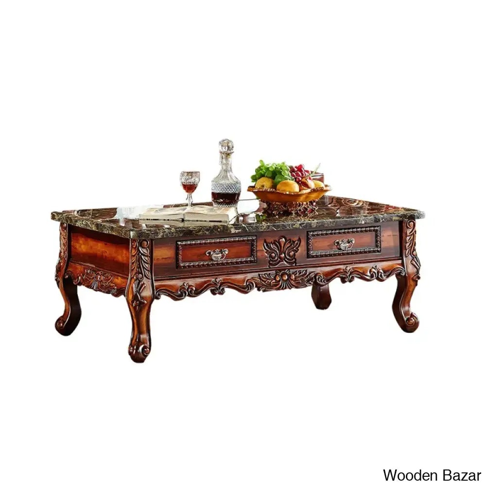 Lala European Style Solid Wood Carving Tea Table Coffee And Center