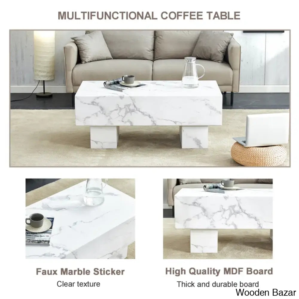 Lamoria Marble Top Coffee And Center Table