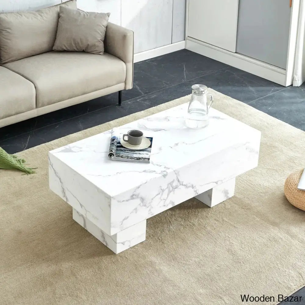 Lamoria Marble Top Coffee And Center Table White