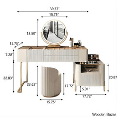 Lancer Stylish Vanity Dressing Table With Luxury Stool - Wooden Bazar