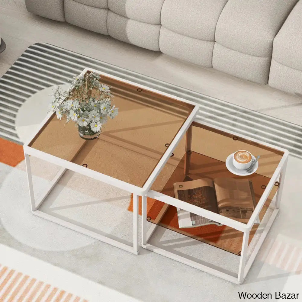 Lanna Glass Top Nesting Coffee And Center Table