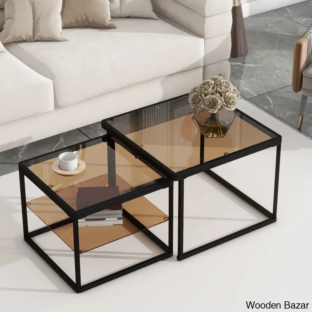 Lanna Glass Top Nesting Coffee And Center Table