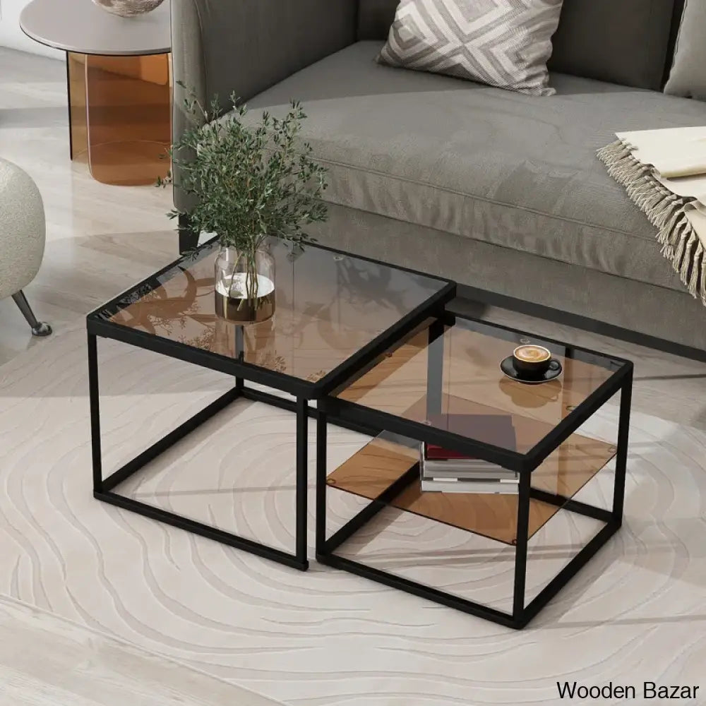 Lanna Glass Top Nesting Coffee And Center Table