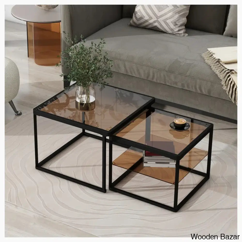 Lanna Glass Top Nesting Coffee And Center Table