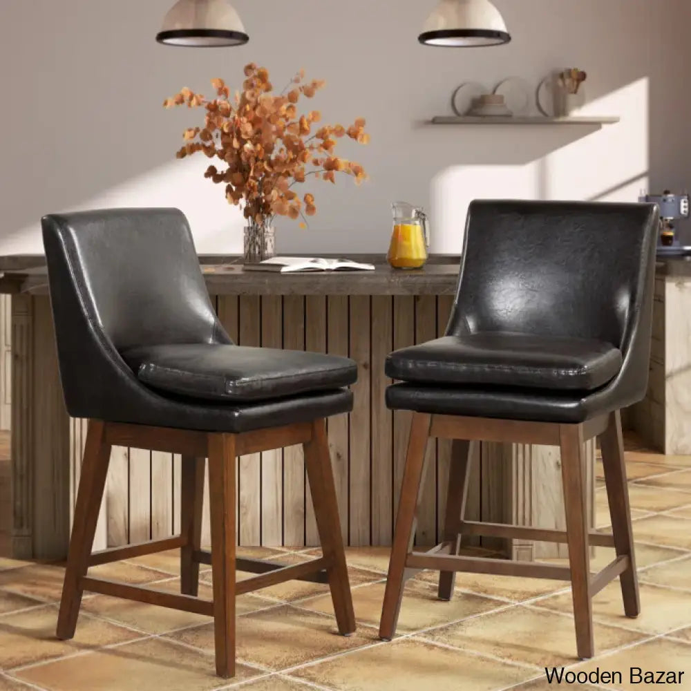 Lasonyac 26.4’’ Swivel Counter And Bar Stool (Set Of 2) Brown