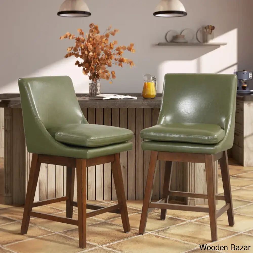 Lasonyac 26.4’’ Swivel Counter And Bar Stool (Set Of 2) Green